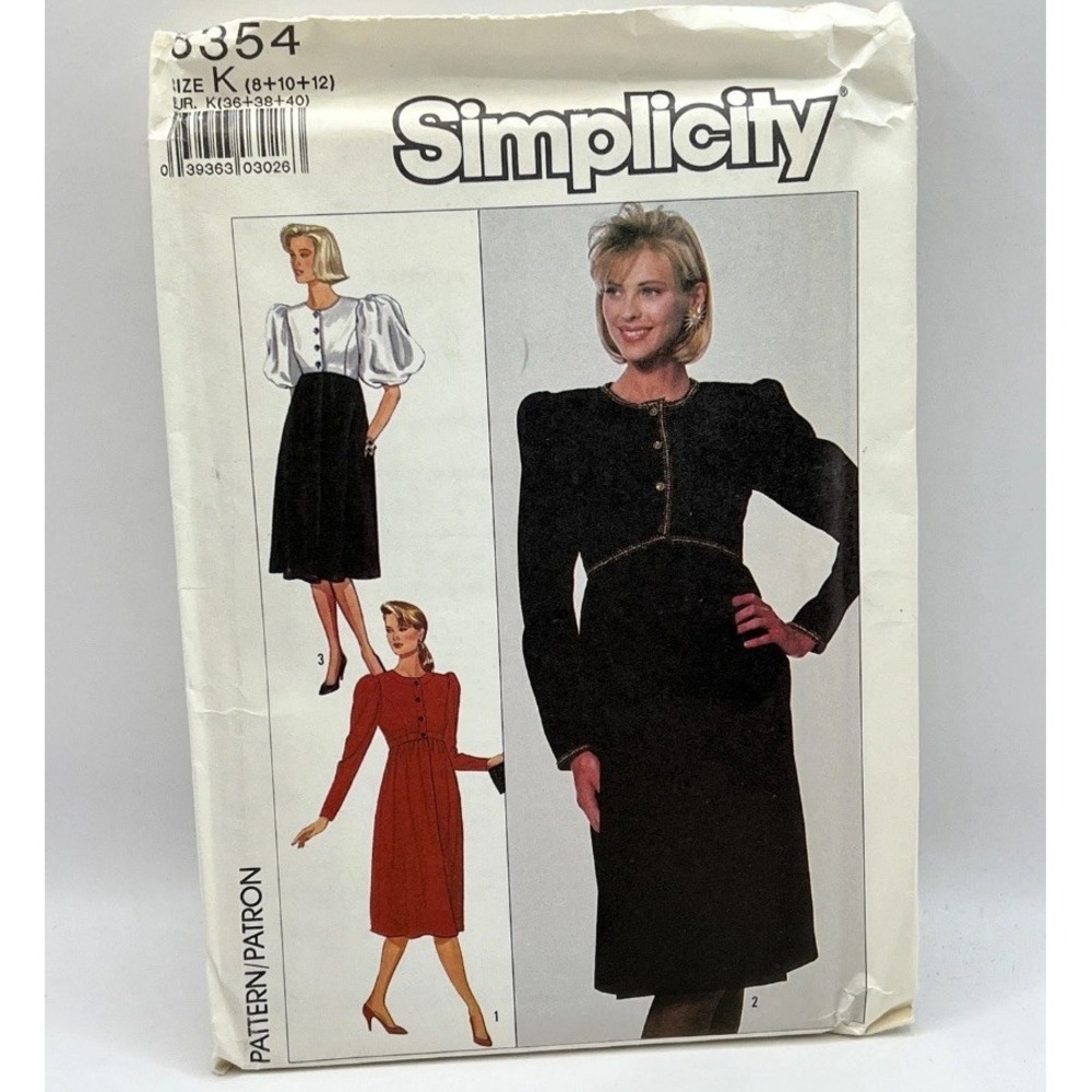 Vintage Simplicity 8354 Princess Seam Dress Sewing Pattern Sz 8 10 12 Uncut